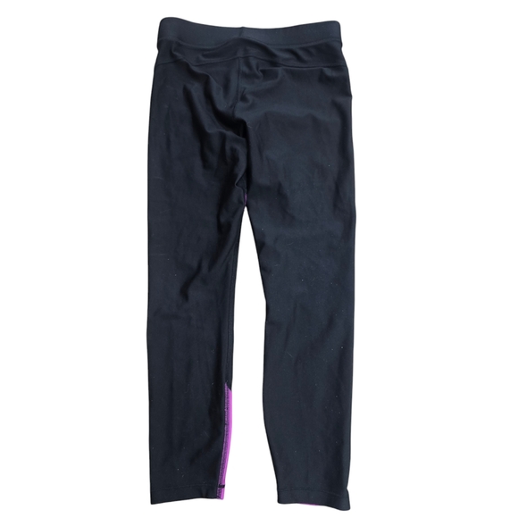 Under Armour Women's Heatgear Black/Optic Purple Color Block Ankle Crop Legging - Picture 3 of 6